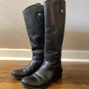 Frye Melissa calf-length black leather boots